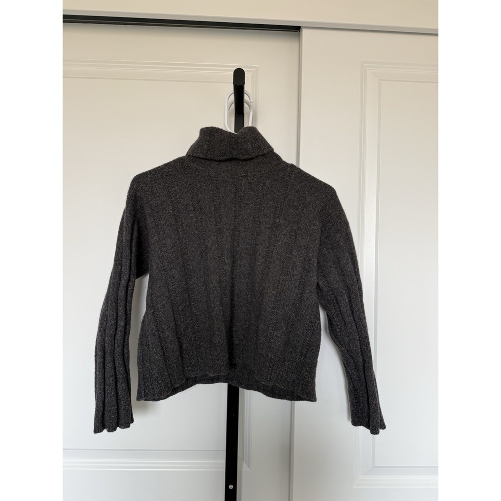 rivamonti sweater wool silk blend Gray Turtleneck Cable Knit Cropped SZ M